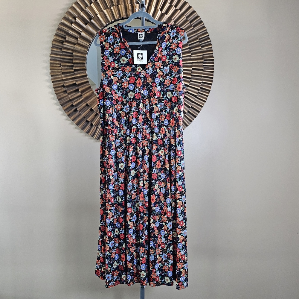 Anne Klein Jenna Floral Sleeveless Midi Dress 2X NWT